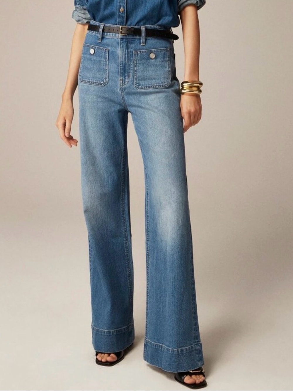 J. Crew Sailor Denim Trouser Wide Leg Size 26